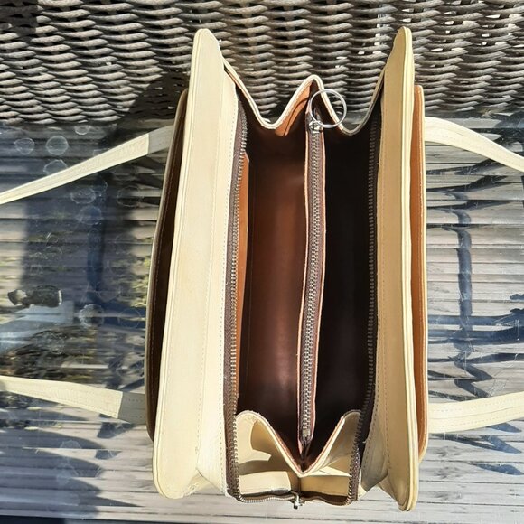 VINTAGE Hand Tooled Mexican Leather Purse Handbag Tan Floral 11" x 8" x 5" - Picture 14 of 16